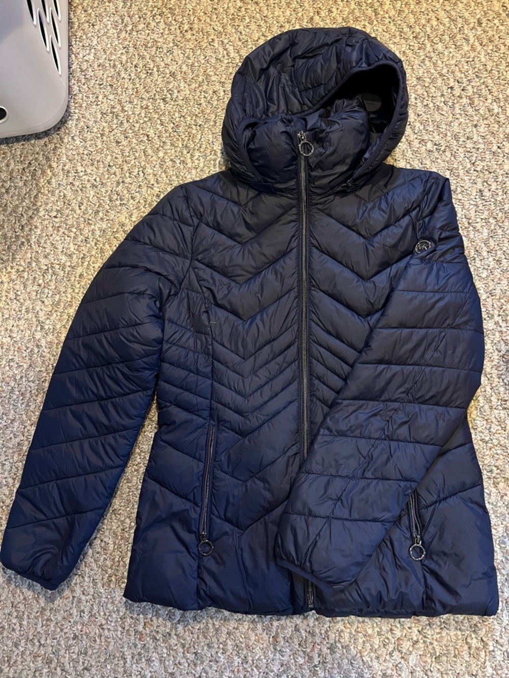 Michael Kors Navy packable Quilted Hooded Puffer Coat